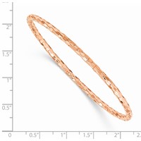14K Rose Gold Polished Textured 3.00mm Slip-on Round Bangle Bracelet view 2