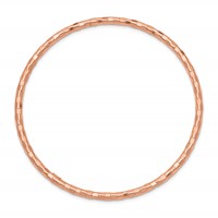 14K Rose Gold Polished Textured 3.00mm Slip-on Round Bangle Bracelet view 3