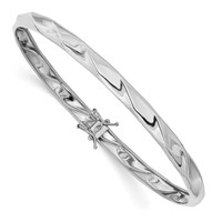14K White Gold Polished Twisted 5.00mm Flexible Round Bangle Bracelet view 1