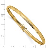 14K Yellow Gold Polished Diamond-cut 4.25mm Flexible Round Bangle Bracelet view 3