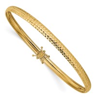 14K Yellow Gold Polished Diamond-cut 4.25mm Flexible Round Bangle Bracelet view 1