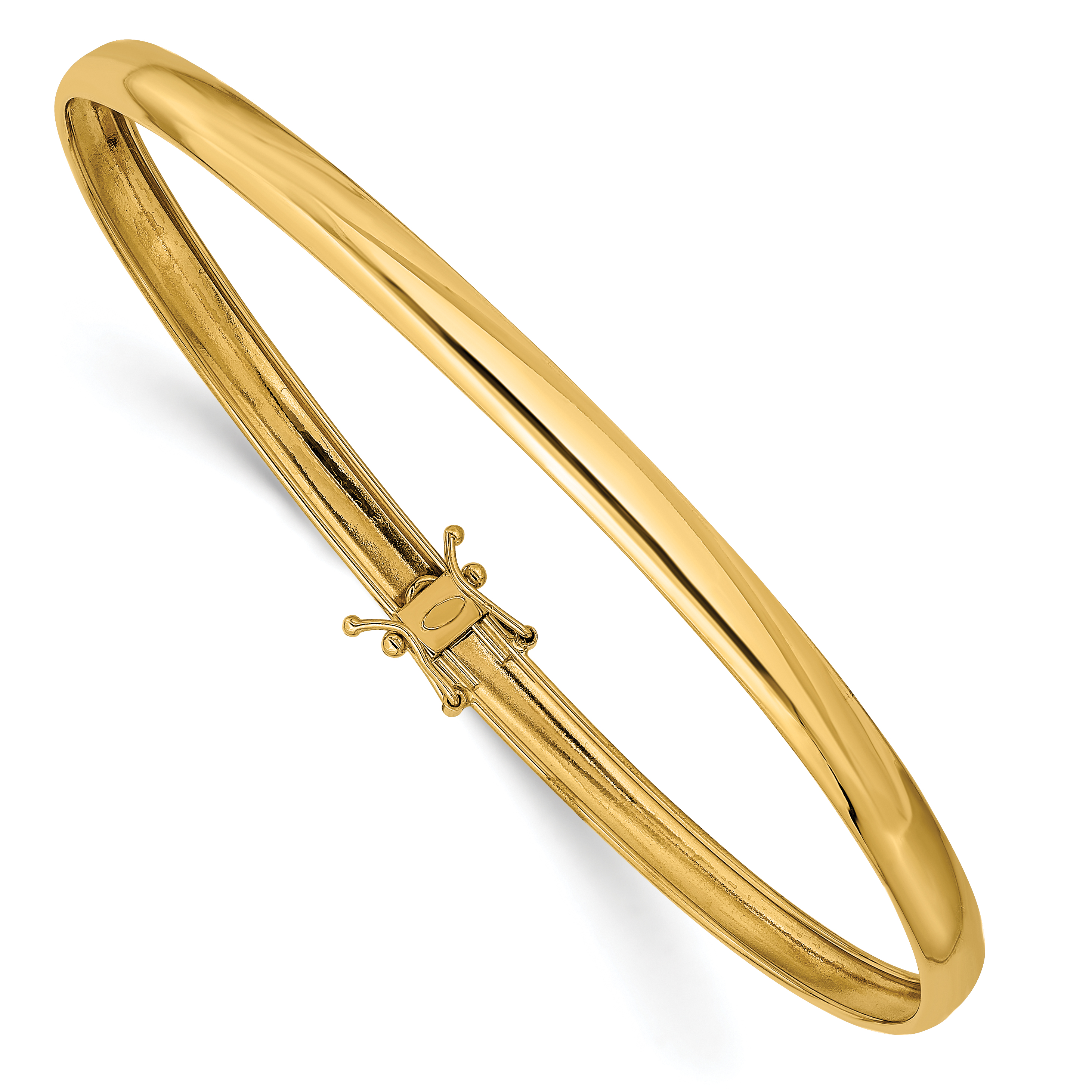 14K Polished 4.00mm Flexible Round Bangle Bracelet (DB600)
