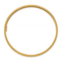 14K Yellow Gold Polished Textured 5.00mm Flexible Round Bangle Bracelet view 2