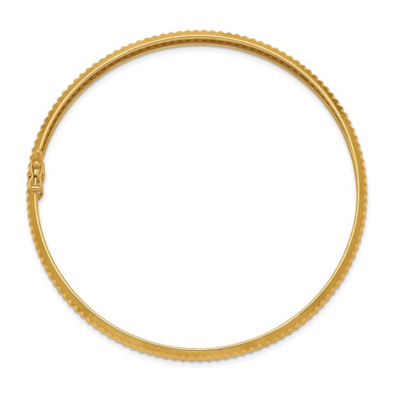 14k Polished Textured 5.00mm Flexible Round Bangle Bracelet