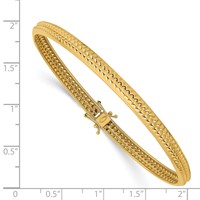 14K Yellow Gold Polished Textured 5.00mm Flexible Round Bangle Bracelet view 3