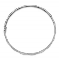 14K White Gold Polished and Satin Diamond-cut 5.00mm Flexible Round Bangle Bracelet view 2
