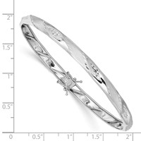 14K White Gold Polished and Satin Diamond-cut 5.00mm Flexible Round Bangle Bracelet view 3