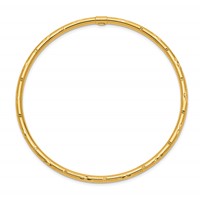 14K Yellow Gold Polished Diamond-cut 3.00mm Slip-on Round Bangle Bracelet view 2
