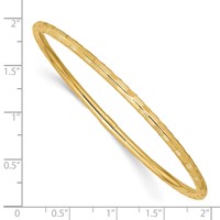 14K Yellow Gold Polished Diamond-cut 3.00mm Slip-on Round Bangle Bracelet view 3