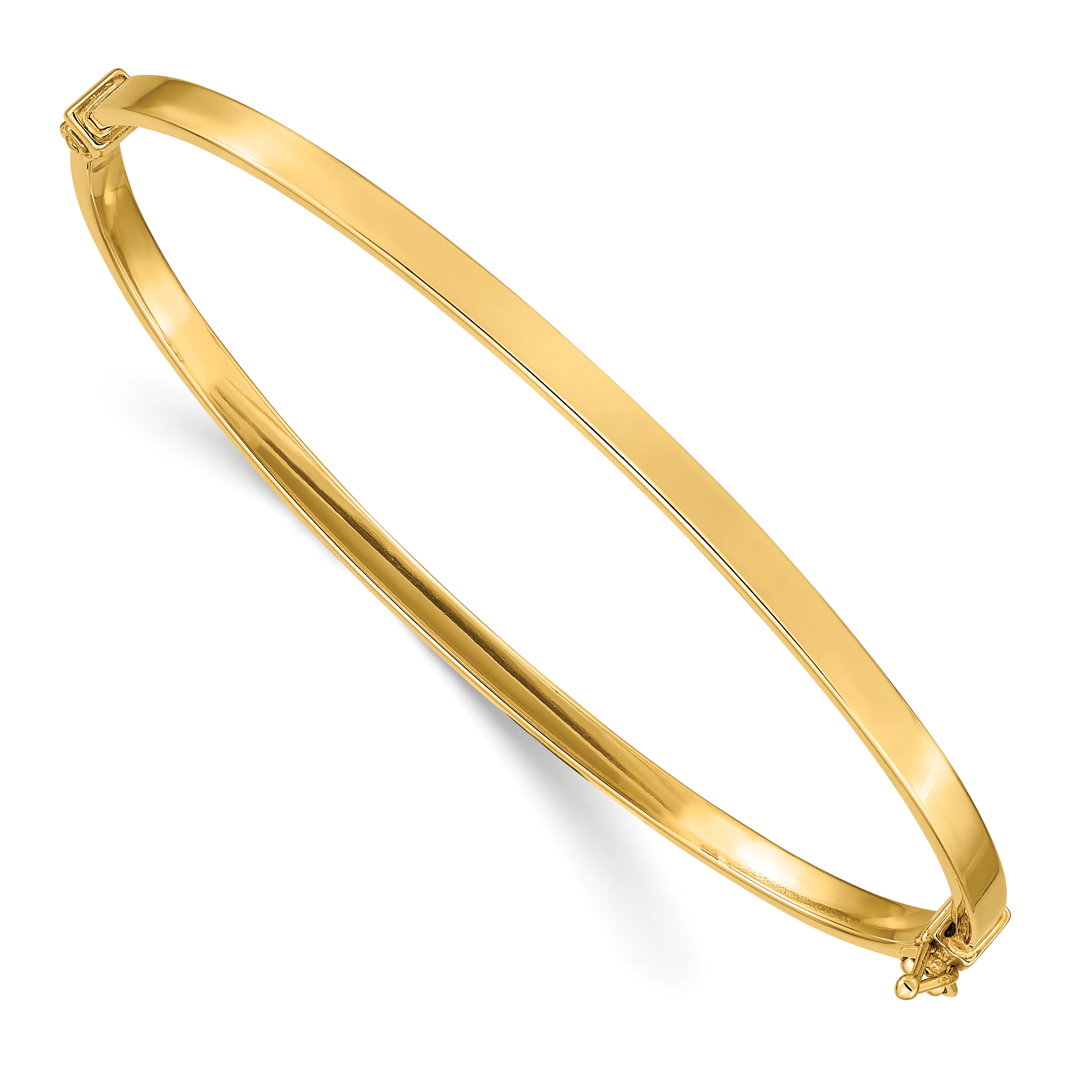 14k Polished 3.00mm Hinged Oval Bangle Bracelet (DB615)