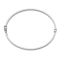 14K White Gold Polished 3.00mm Hinged Oval Bangle Bracelet view 2
