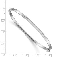14K White Gold Polished 3.00mm Hinged Oval Bangle Bracelet view 3