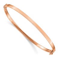 14K Rose Gold Polished 3.00mm Hinged Oval Bangle Bracelet view 1