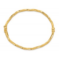 14K Yellow Gold Polished Twisted 3.00mm Hinged Oval Bangle Bracelet view 2