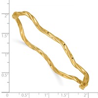 14K Yellow Gold Polished Twisted 3.00mm Hinged Oval Bangle Bracelet view 3