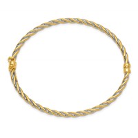 14K Two-Tone Polished 3.00mm Hinged Bangle Oval Bracelet view 2