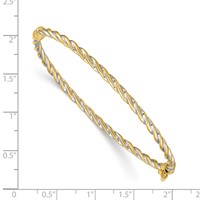 14K Two-Tone Polished 3.00mm Hinged Bangle Oval Bracelet view 3