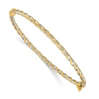 14K Two-Tone Polished 3.00mm Hinged Bangle Oval Bracelet view 1