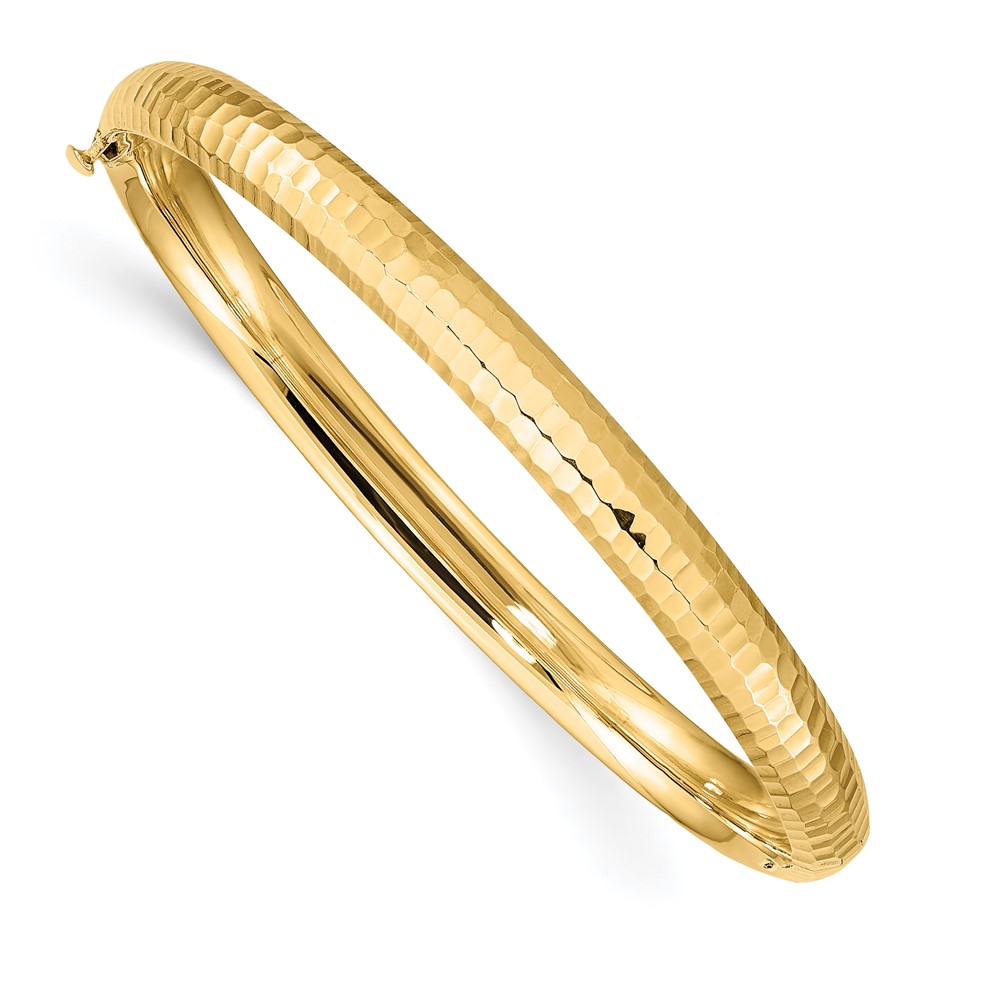 14k 3/16 Hammered Children's Hinged Bangle (DB690)