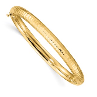 14k 3/16 Hammered 4.75mm Hinged Childrens Bangle