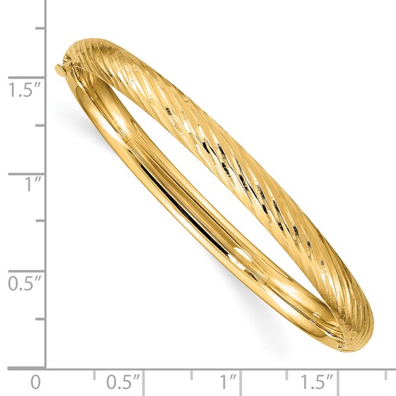 14k 3/16 Textured 4.75mm Hinged Childrens Bangle