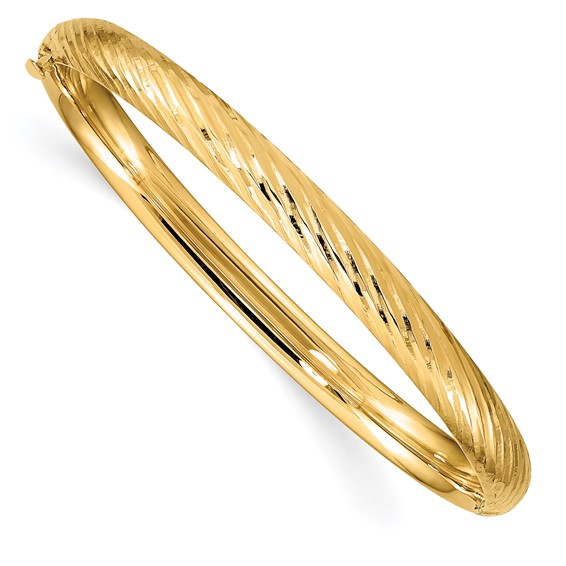 14k 3/16 Textured 4.75mm Hinged Childrens Bangle