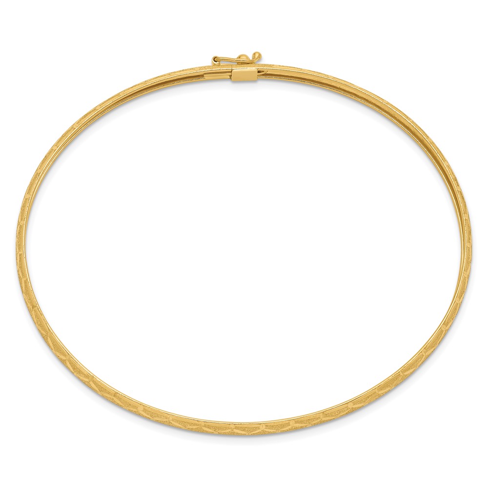 14k Hexagonal Design Diamond-cut 4.50mm Flexible Oval Bangle Bracelet (DB696)