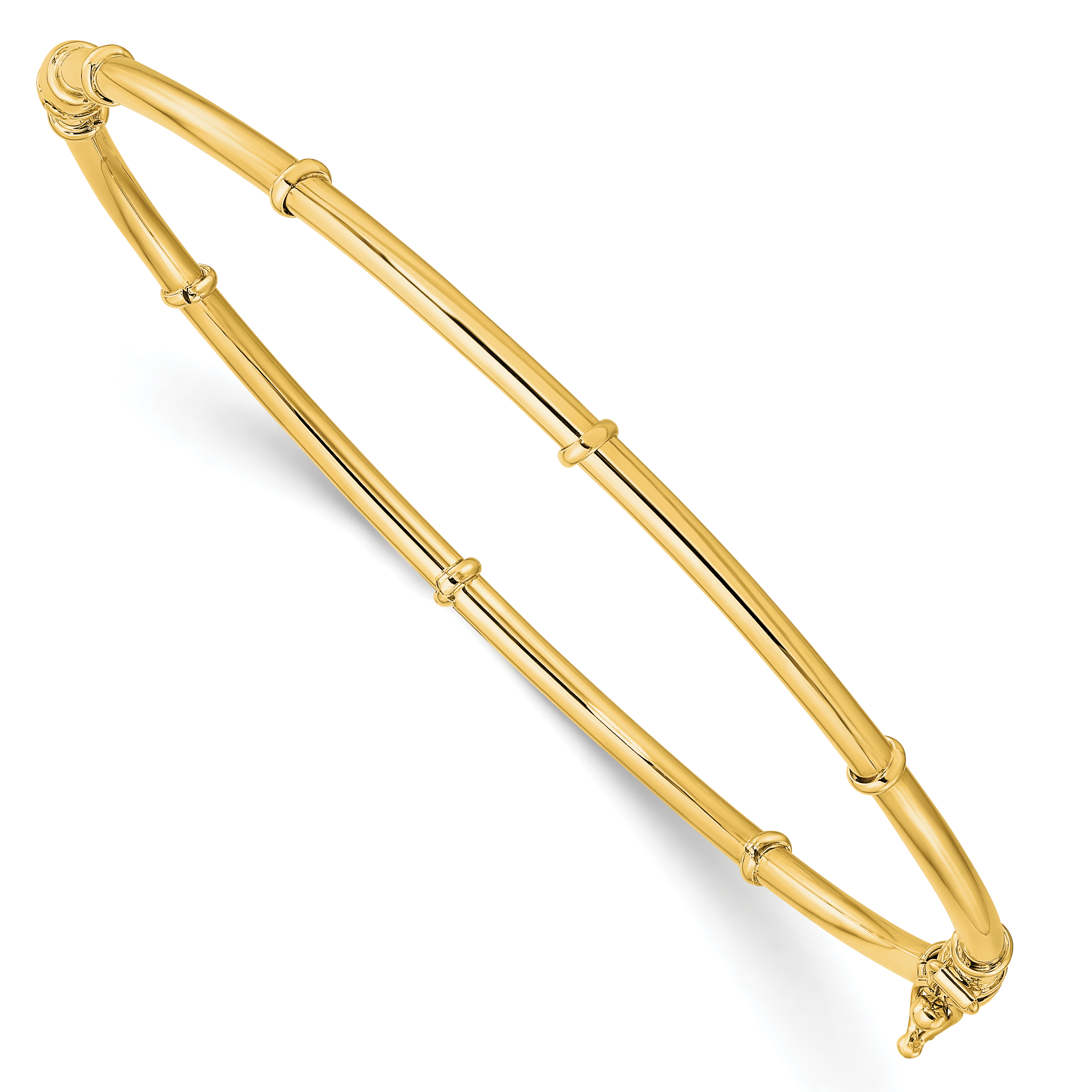 14K Polished Fancy 3.50mm Hinged Oval Bangle Bracelet (DB706)
