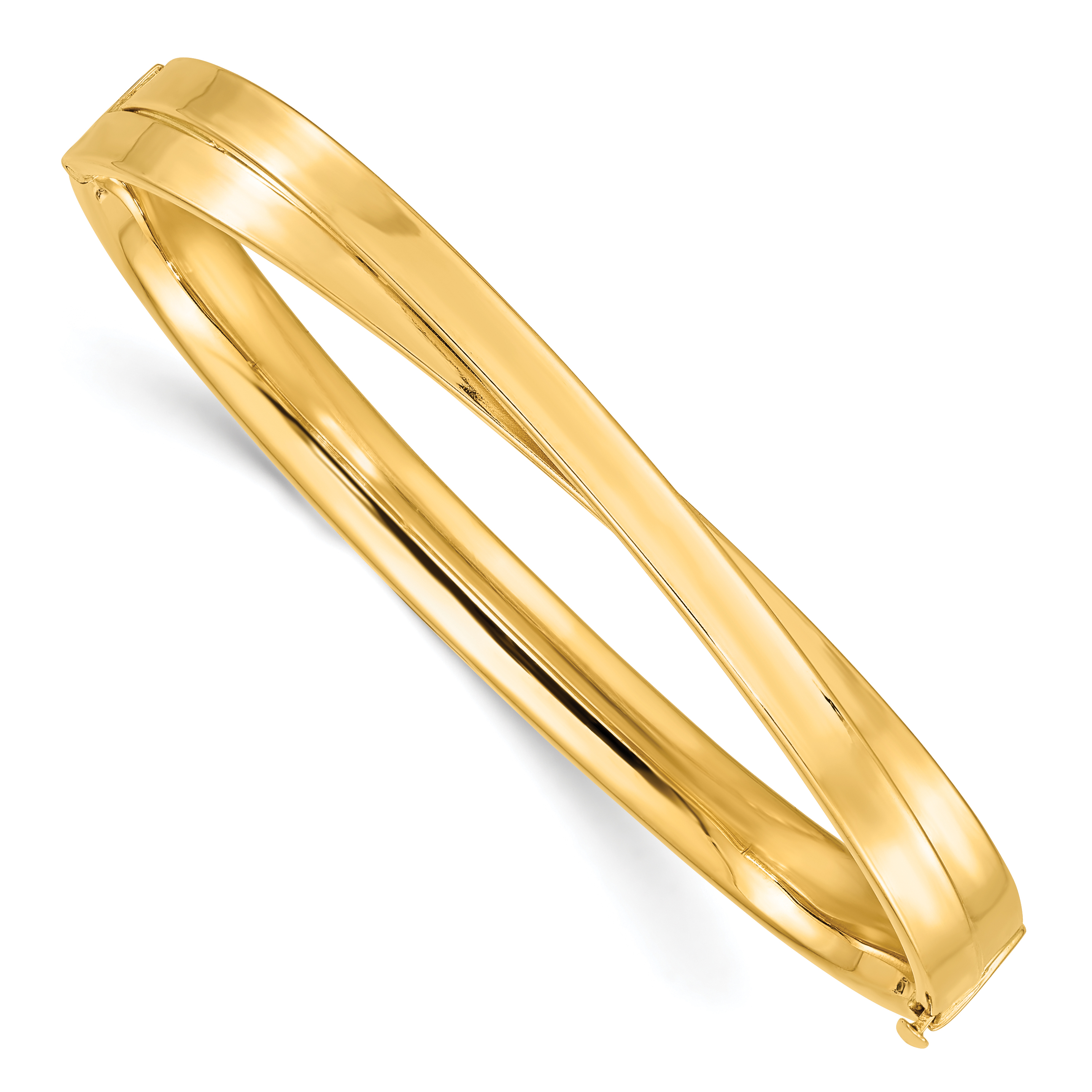 14k 4/16 Polished Criss-Cross 3.65mm Hinged Oval Bangle Bracelet (DB714)