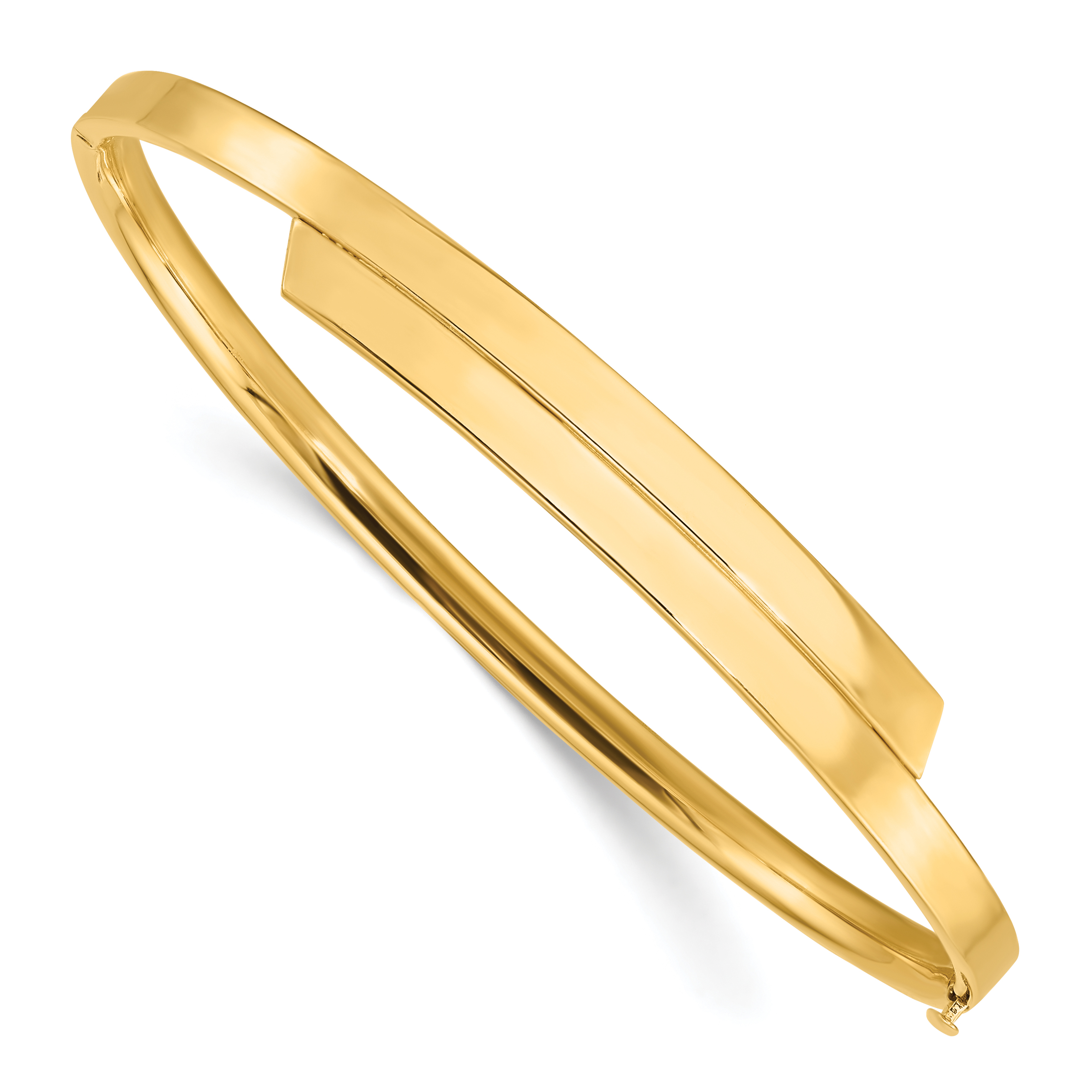 14k 2/16 Polished Bypass 3.65mm Hinged Round Bangle Bracelet (DB718)