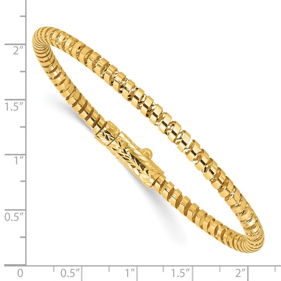 14K Polished and Diamond-cut Fancy Spiral 3.75mm Flexible Oval Bangle Bracelet