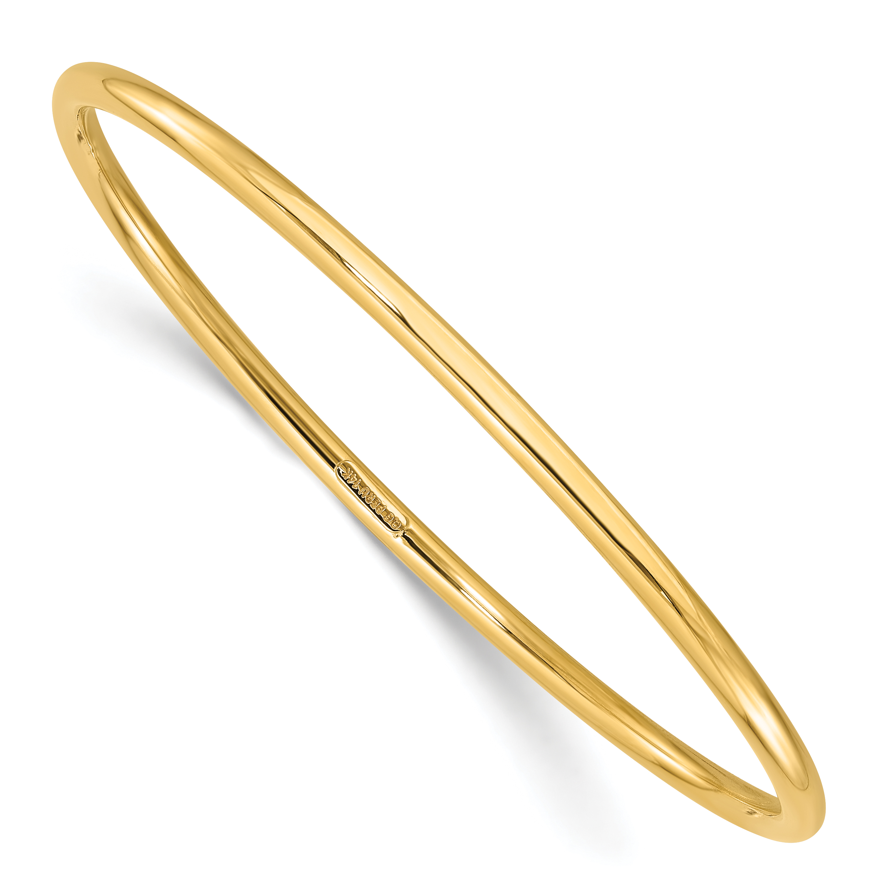 14k Polished 3.00mm Slip-on Round Bangle Bracelet (DB735)