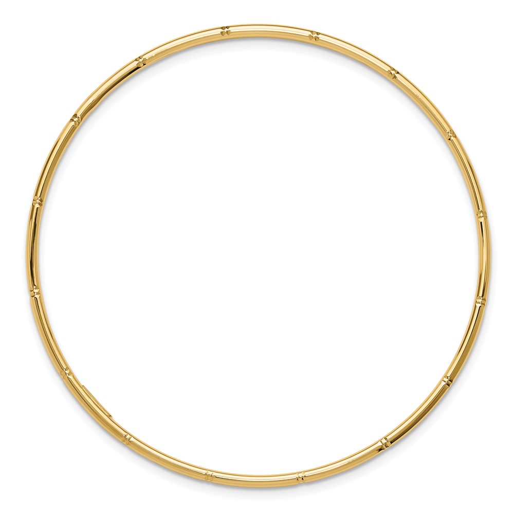 14k Polished Diamond-cut 2.00mm Slip-on Round Bangle Bracelet (DB736)