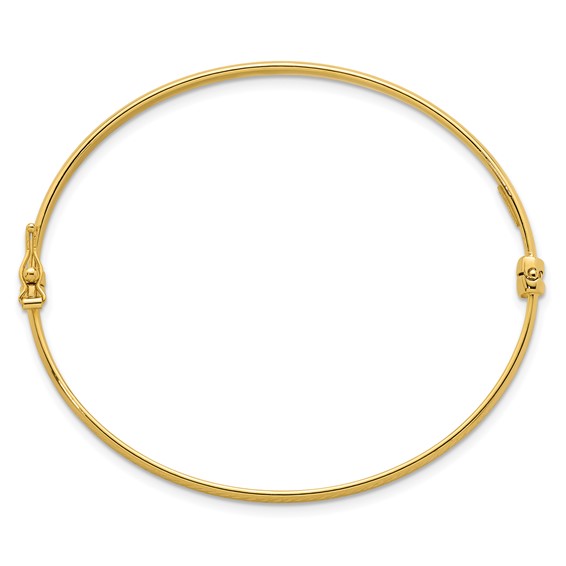 14k Polished and Diamond-cut 4.75mm Hinged Oval Bangle Bracelet