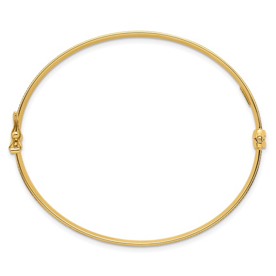 14k Polished Brushed and Textured 6.00mm Hinged Oval Bangle Bracelet