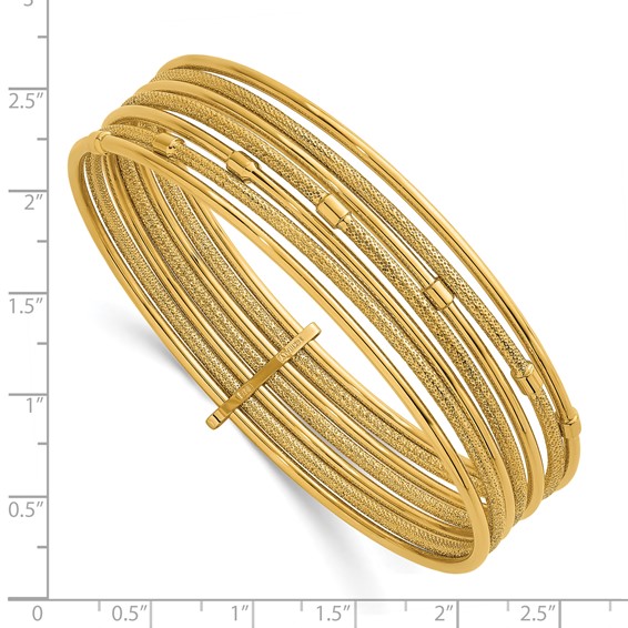 Gold 7 Strand Textured Slip-on Bangles