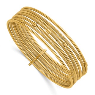 Gold 7 Strand Textured Slip-on Bangles