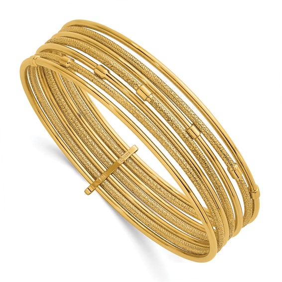 Gold 7 Strand Textured Slip-on Bangles