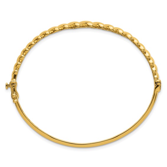 14k Polished Graduated Ovals Fancy Hinged Oval Bangle Bracelet