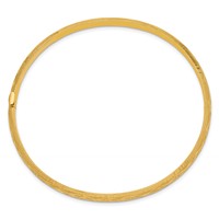 14K Yellow Gold 0.19 Diamond-cut Fancy 4.75mm Hinged Oval Bangle Bracelet view 2