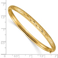 14K Yellow Gold 0.19 Diamond-cut Fancy 4.75mm Hinged Oval Bangle Bracelet view 3