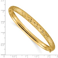 14K 4 16 Diamond-cut Fancy 6.50mm Hinged Oval Bangle Bracelet view 3