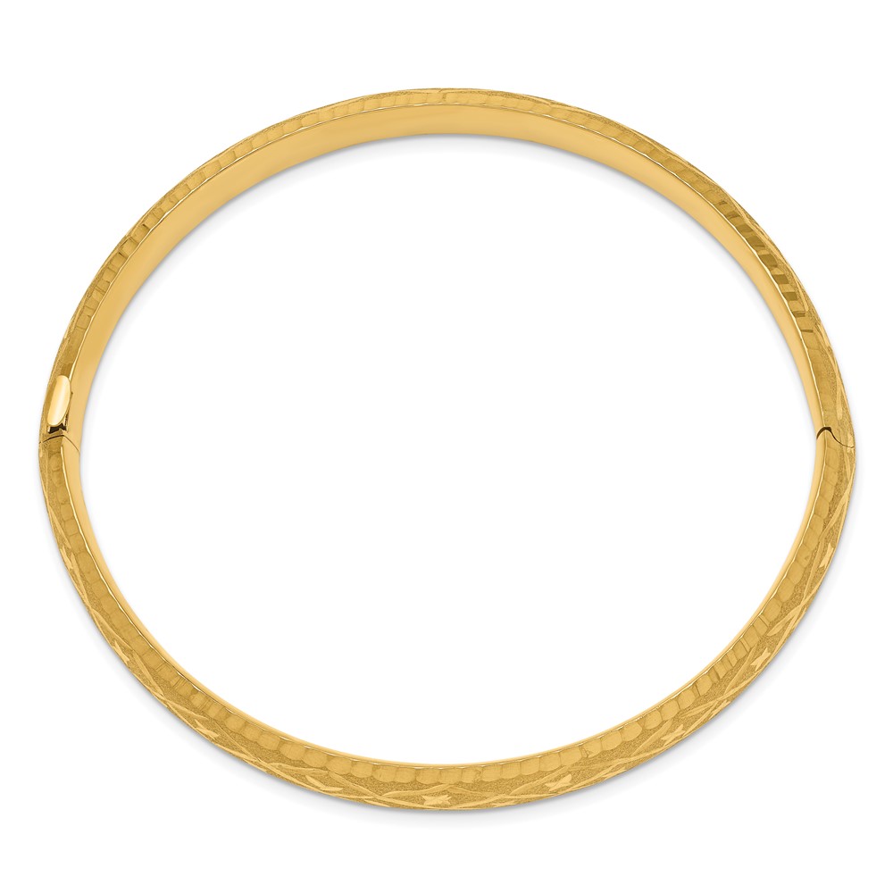 14k 5/16 Diamond-cut Fancy 8.75mm Hinged Oval Bangle Bracelet (DB96)