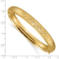 14K 5 16 Diamond-cut Fancy 8.75mm Hinged Oval Bangle Bracelet view 3