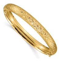 14K 5 16 Diamond-cut Fancy 8.75mm Hinged Oval Bangle Bracelet view 1