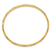 14K Yellow Gold 0.19 Diamond-cut Fancy 4.75mm Hinged Oval Bangle Bracelet view 2