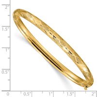 14K Yellow Gold 0.19 Diamond-cut Fancy 4.75mm Hinged Oval Bangle Bracelet view 3