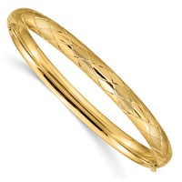 14K 4 16 Diamond-cut Fancy 6.50mm Hinged Oval Bangle Bracelet view 1