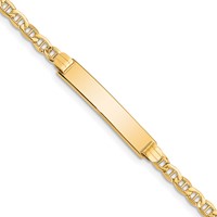 14K Yellow Gold Polished Semi-Solid Chain Solid Plate Anchor Link 25.5x5mm Plate ID Bracelet - 7in view 1