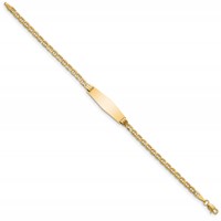 14K Yellow Gold Polished Semi-Solid Chain Solid Plate Anchor Link Soft Diamond Shape 25.5x 7.8mm Plate ID Bracelet, 7" view 2